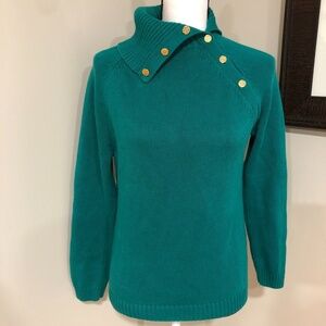 *CHARTER CLUB* Petite Teal x Gold Embellished Top Size SP